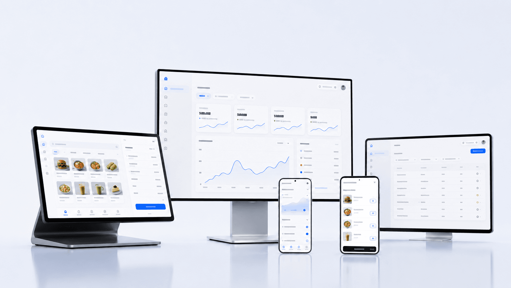 AIOM restaurant platform on desktop, tablet, and mobile